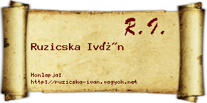 Ruzicska Iván névjegykártya